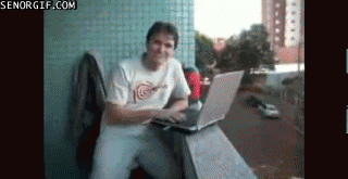 Laptop falls by accident gif