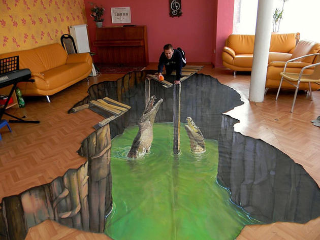 3D Street Art by Nikolaj Arndt - alligator den