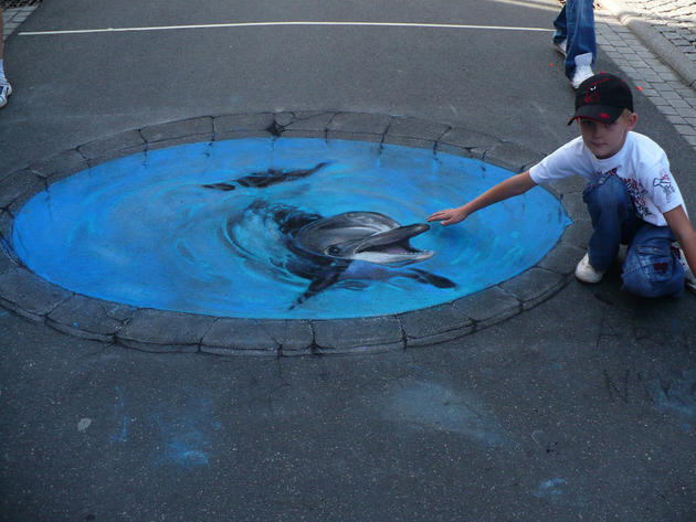 3D Street Art by Nikolaj Arndt - dolphin