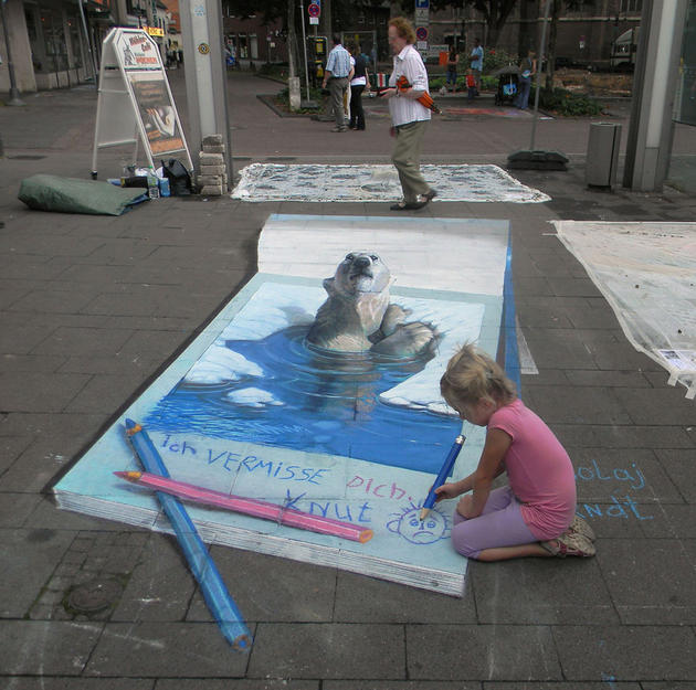 3D Street Art by Nikolaj Arndt - Child drawing