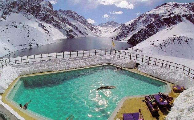 pool in ice cold mountains