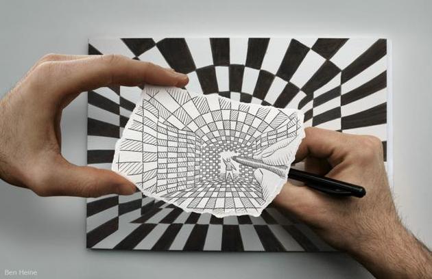 Ben Heine Pencil and Photo Combination Art