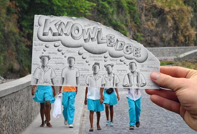 Ben Heine Pencil and Photo Combination Art