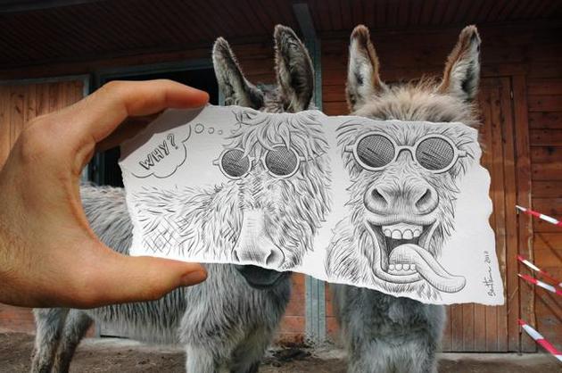 Ben Heine Pencil and Photo Combination Art