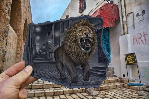 Ben Heine Pencil and Photo Combination Art