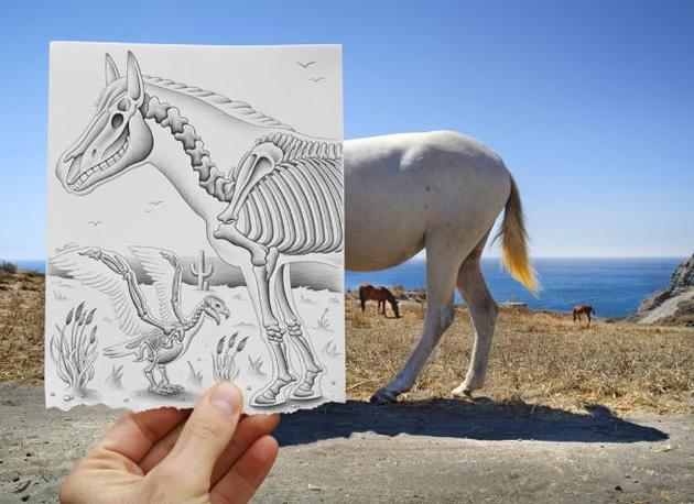 Ben Heine Pencil and Photo Combination Art