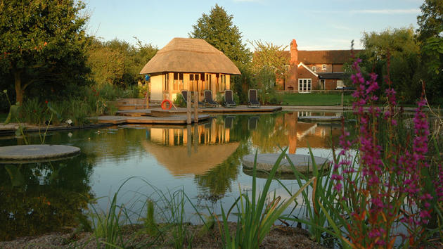 A hut beside the natural biotop pool