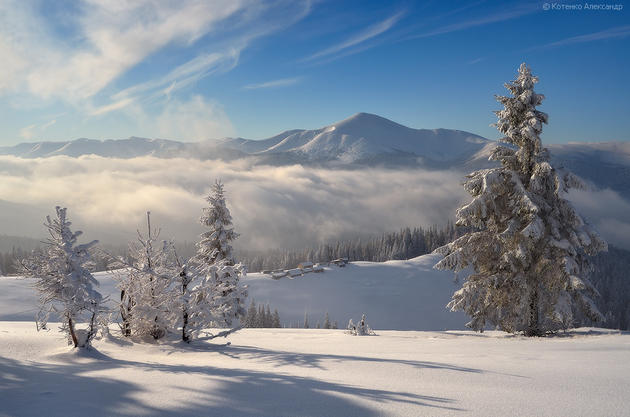 Snowy Carpathian Mountain Range by Alexander Kotenko