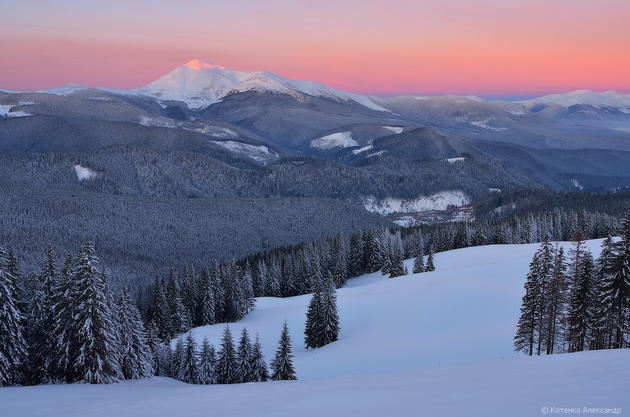 Snowy Carpathian Mountain Range by Alexander Kotenko