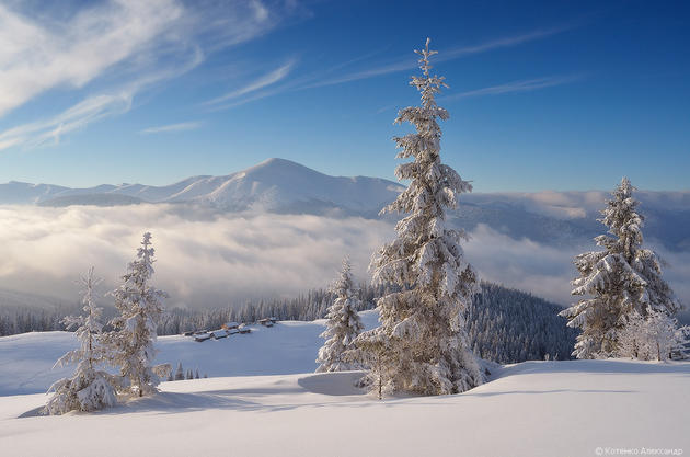 Snowy Carpathian Mountain Range by Alexander Kotenko