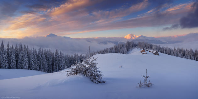 Snowy Carpathian Mountain Range by Alexander Kotenko