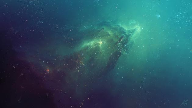 Beautful teal nebula far away wallpaper