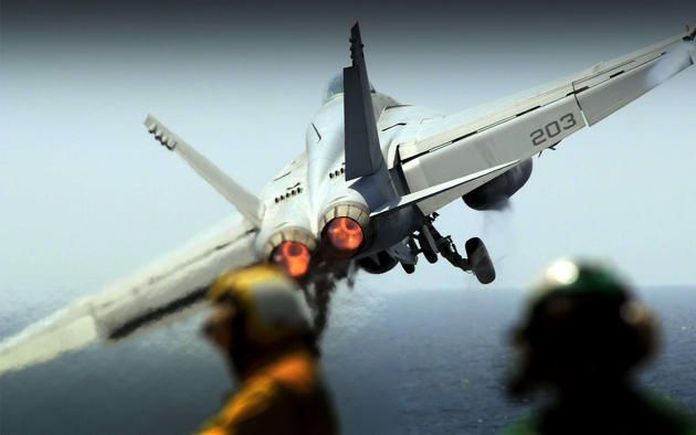 F18 Hornet Take off Carrier HD Wallpaper