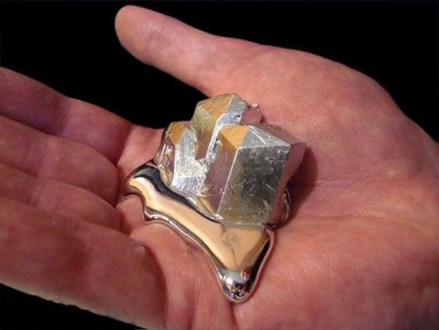 Gallium melting in a person's hand
