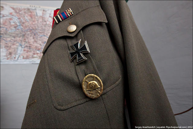 The iron cross on the general's jacket