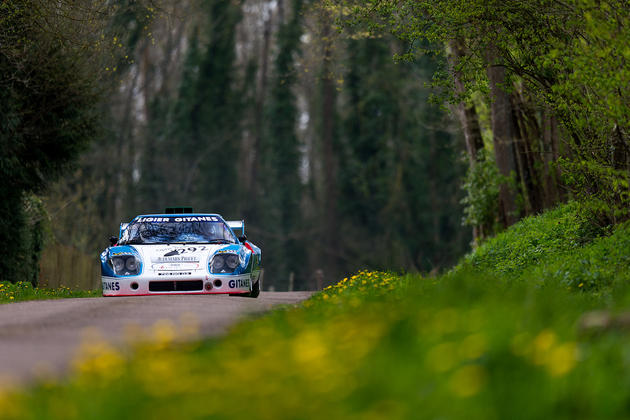 Ligier JS2 racing down an old forest