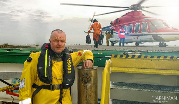 Nigel Harniman at a North Sea helicopter shoot