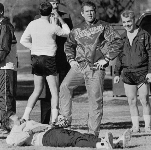 George W Bush Jr and Sr goofing around