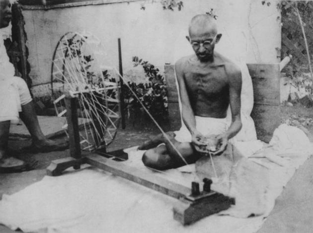 Ghandi spinning yarn