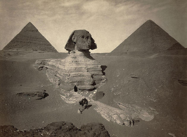 The partially excavated sphinx in egypt