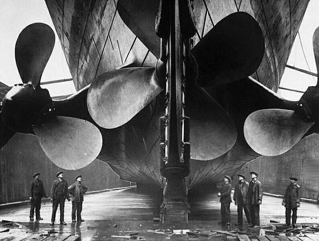 Titanic Propellers in Dry dock in comparison to humans