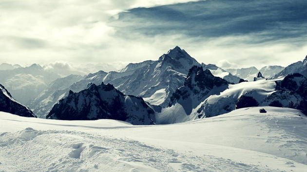 Beautiful snowed in Mountains of Iceland