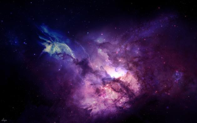 Big wallpaper of a purple-blue galaxy mac pc