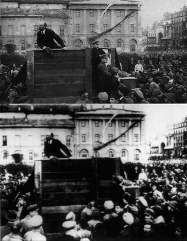Lenin addressing the troops 1920 Altered