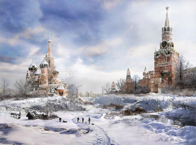 Post apocalypse winter in red square