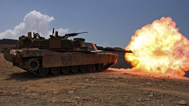 M1 Abrams tank firing HD Wallpaper
