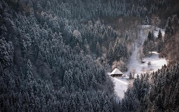 House in the beautiful winter mountains
