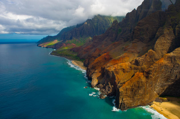 An aerial view of the Na Pali coast. 