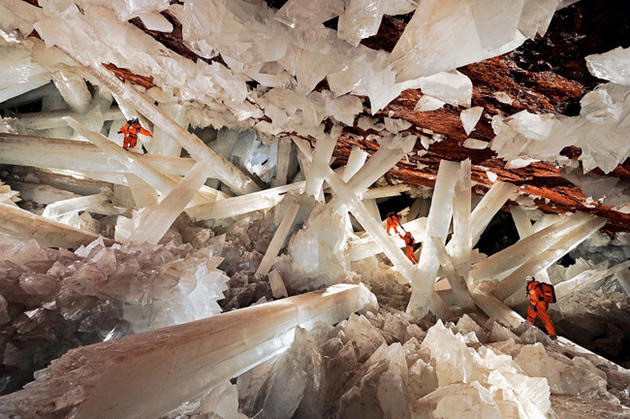 Beautiful cave in Naica with Crystals