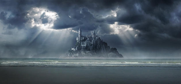 Ocean City Castle Apocalypse Dark Clouds
