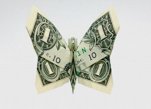 butterfly origami money