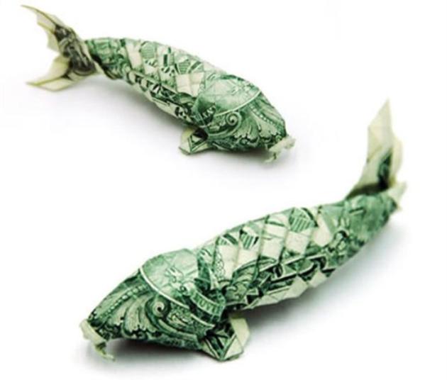 fish us dollar origami