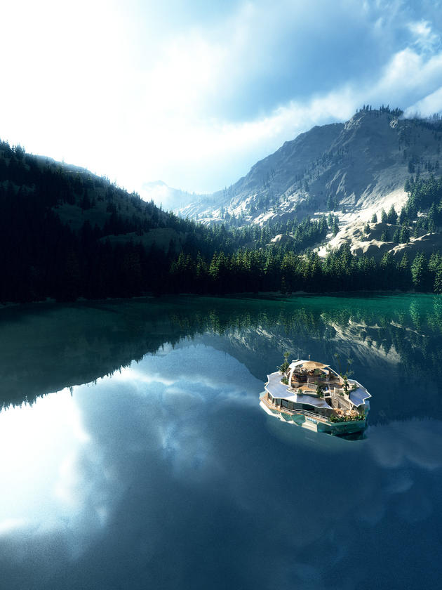 ORSOS Island in the mountain lake