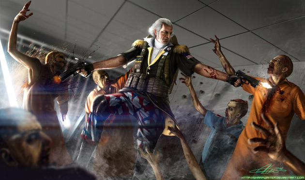 George Washington Fighting Zombies