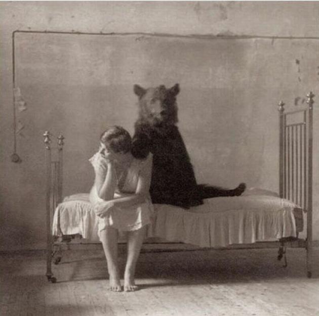 Old Weird Photos Bear hug