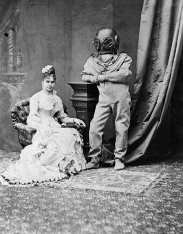 Old Weird Photos Scuba suit portrait