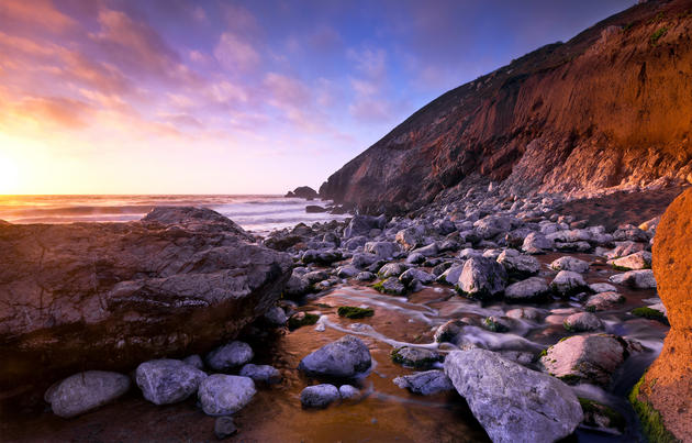Rocky Beach Sunset HD Wallpaper