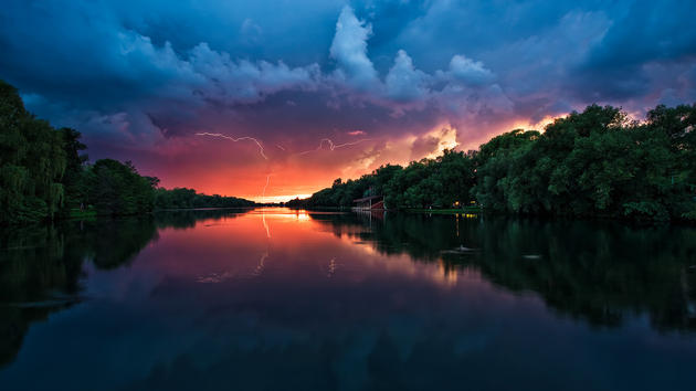 Stormy weather at Sunset HD Background