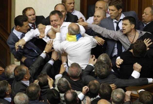 Fighting in the Ukrainian Parliament