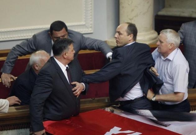 Fighting in the Ukrainian Parliament