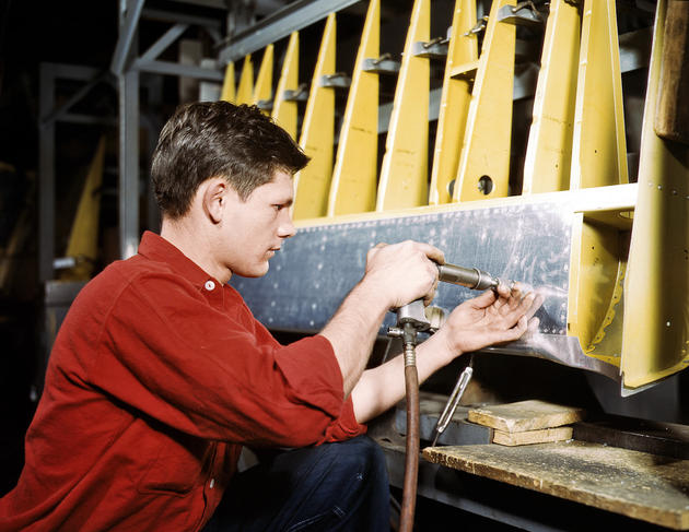 A riveter creating structural components