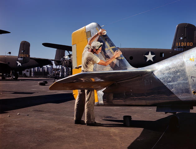 Preparing a P-51 mustang for paint