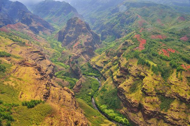 Arial view of the Waimea Canyon