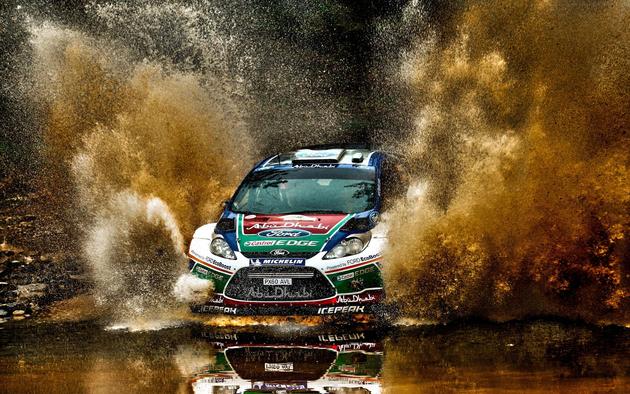 Ford Focus Eco Boost WRC Rally Huge Puddle