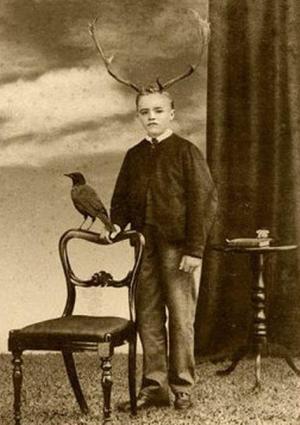 Old Weird Photos antlers on a boy
