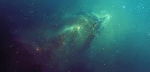 Beautful teal nebula far away wallpaper